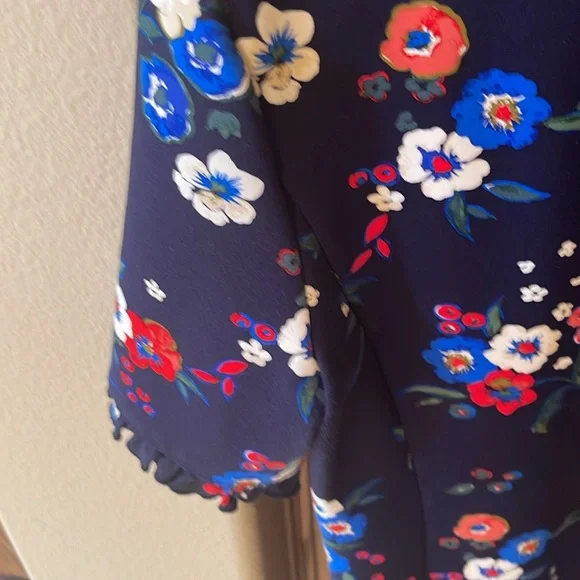 Tory Burch Miranda Short-Sleeve Pansy Bouquet Ponte Shirtdress Large - Picture 9 of 11